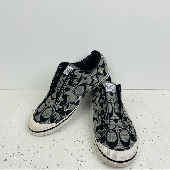 Coach Shoes - Coach Poppy Black Slip-On Sneakers 6B